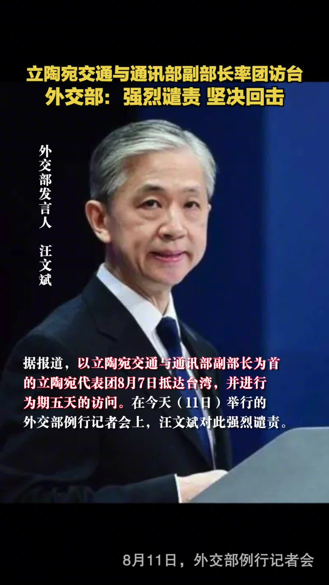 立陶宛交通与通讯部副部长率团访台外交部强烈谴责坚决回击