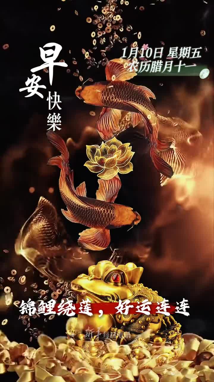 锦鲤饶莲好运连连新的一天祝您和家人金玉满堂年年有余早安