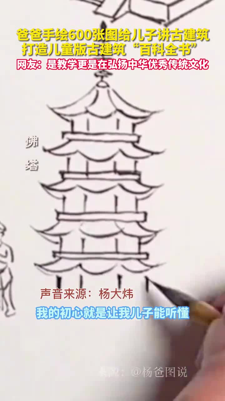 爸爸手绘600张图给儿子讲古建筑打造儿童版古建筑百科全书网友是教学更是在弘扬中华优秀传统文化