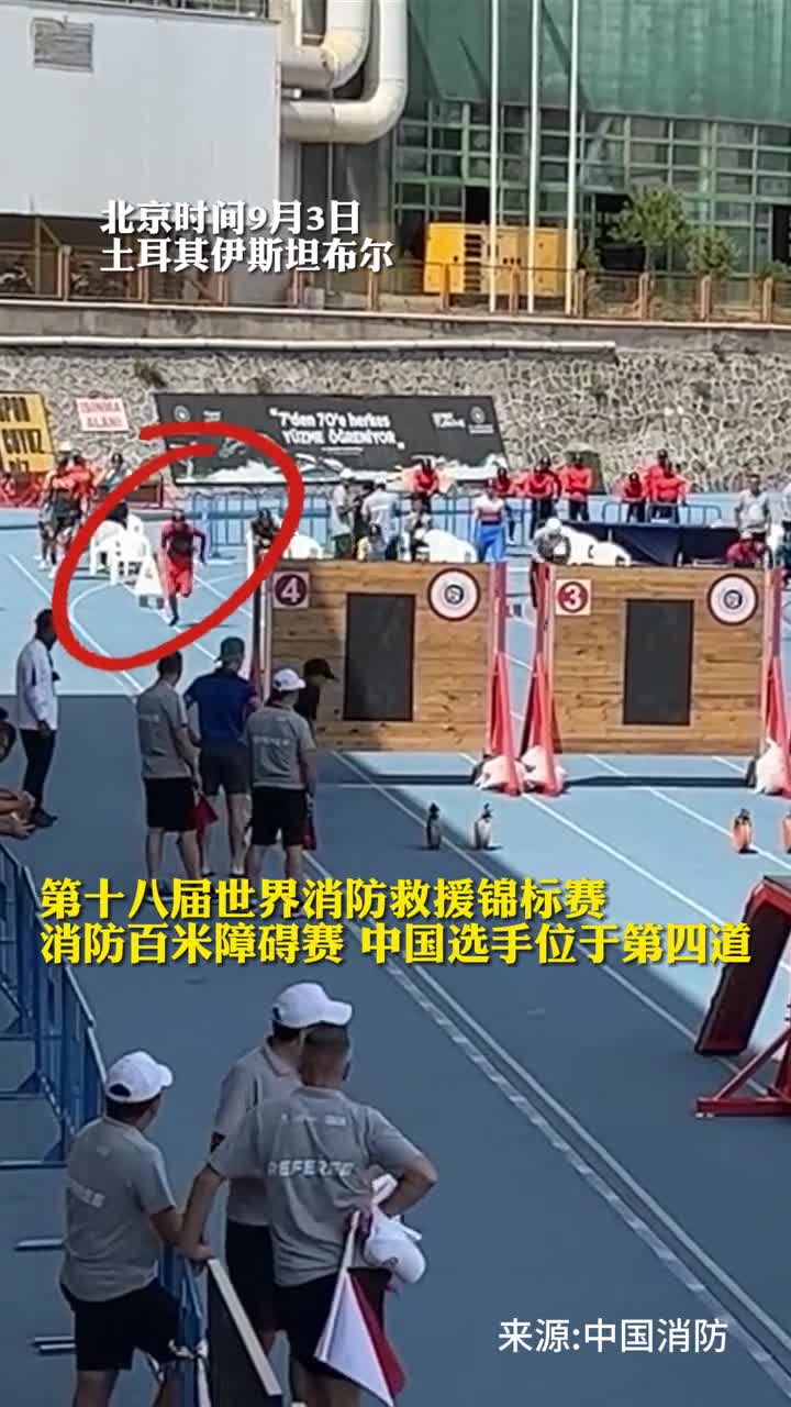 第十八届世界消防救援锦标赛消防百米障碍赛中国消防员勇夺第一