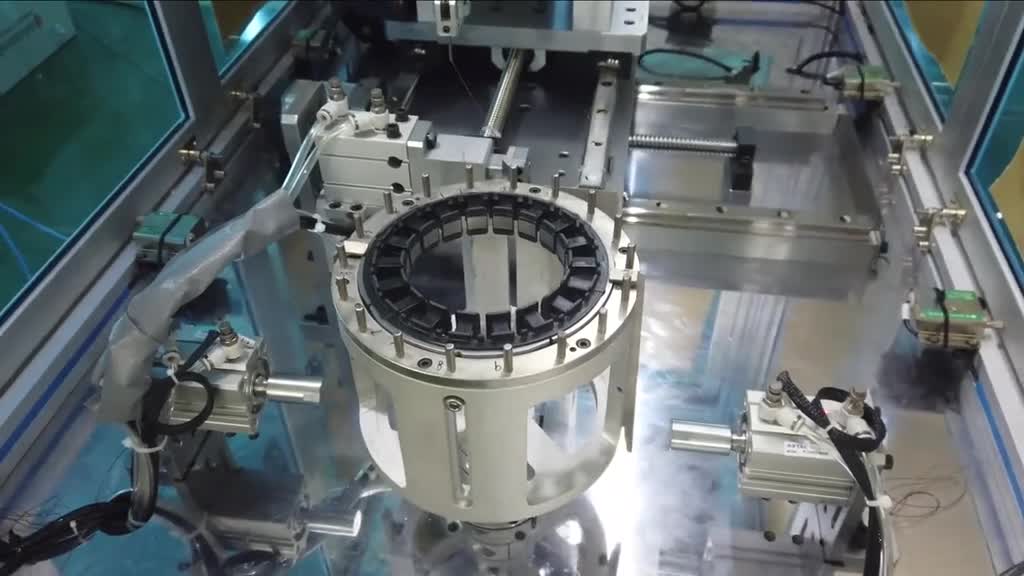 实拍电机定子绕线过程速度快得我眼睛都跟不上了