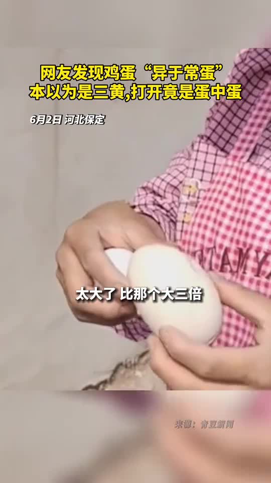 网友发现鸡蛋异于常蛋本以为是三黄打开竟是蛋中蛋