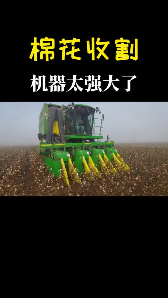 不可思议的棉花收割机把棉花从壳里扯出来工作原理太巧妙了
