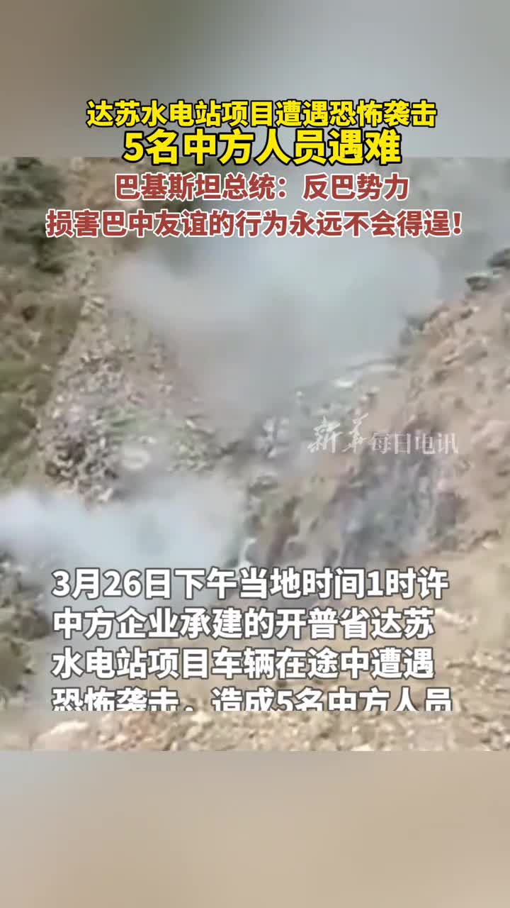 达苏水电站项目遭遇恐怖袭击5名中方人员遇难巴基斯坦总统反巴势力损害巴中友谊的行为永远不会得逞