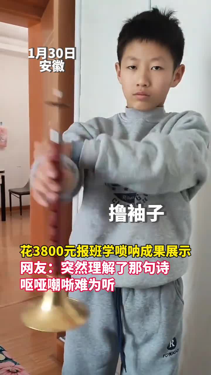 男孩花3800元报班学唢呐成果展示网友突然理解了那句诗呕哑嘲哳难为听
