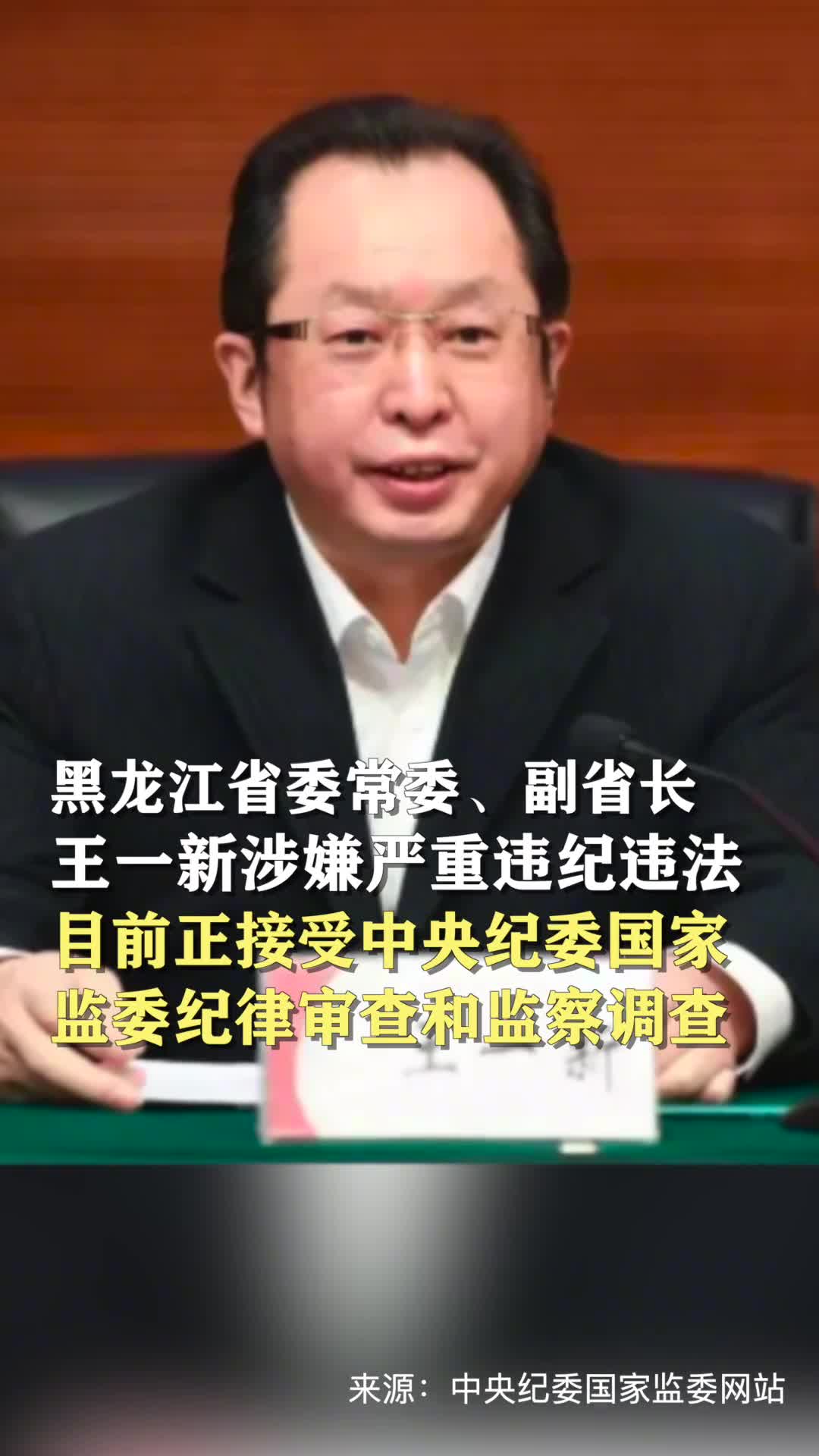 黑龙江省委常委副省长王一新被查
