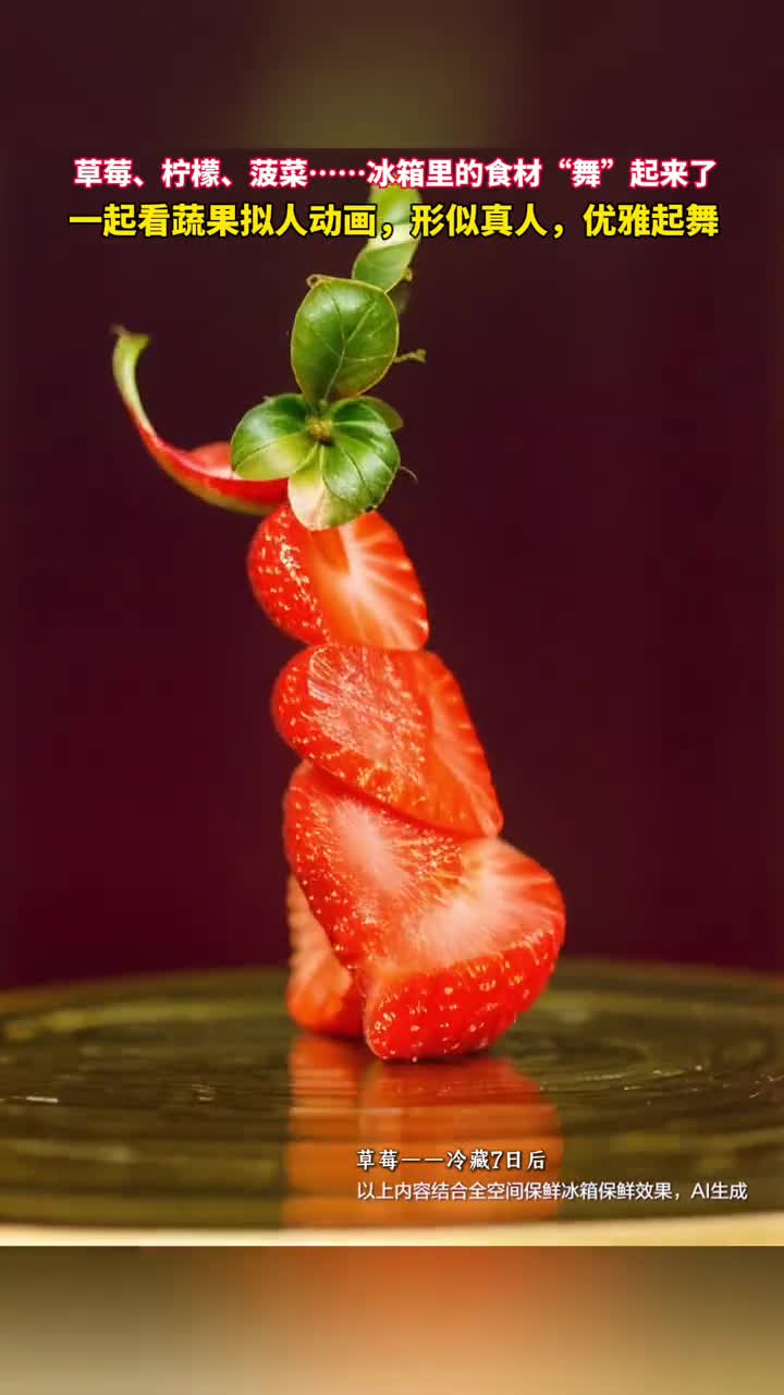 草莓柠檬菠菜一起看蔬果拟人动画形似真人优雅起舞