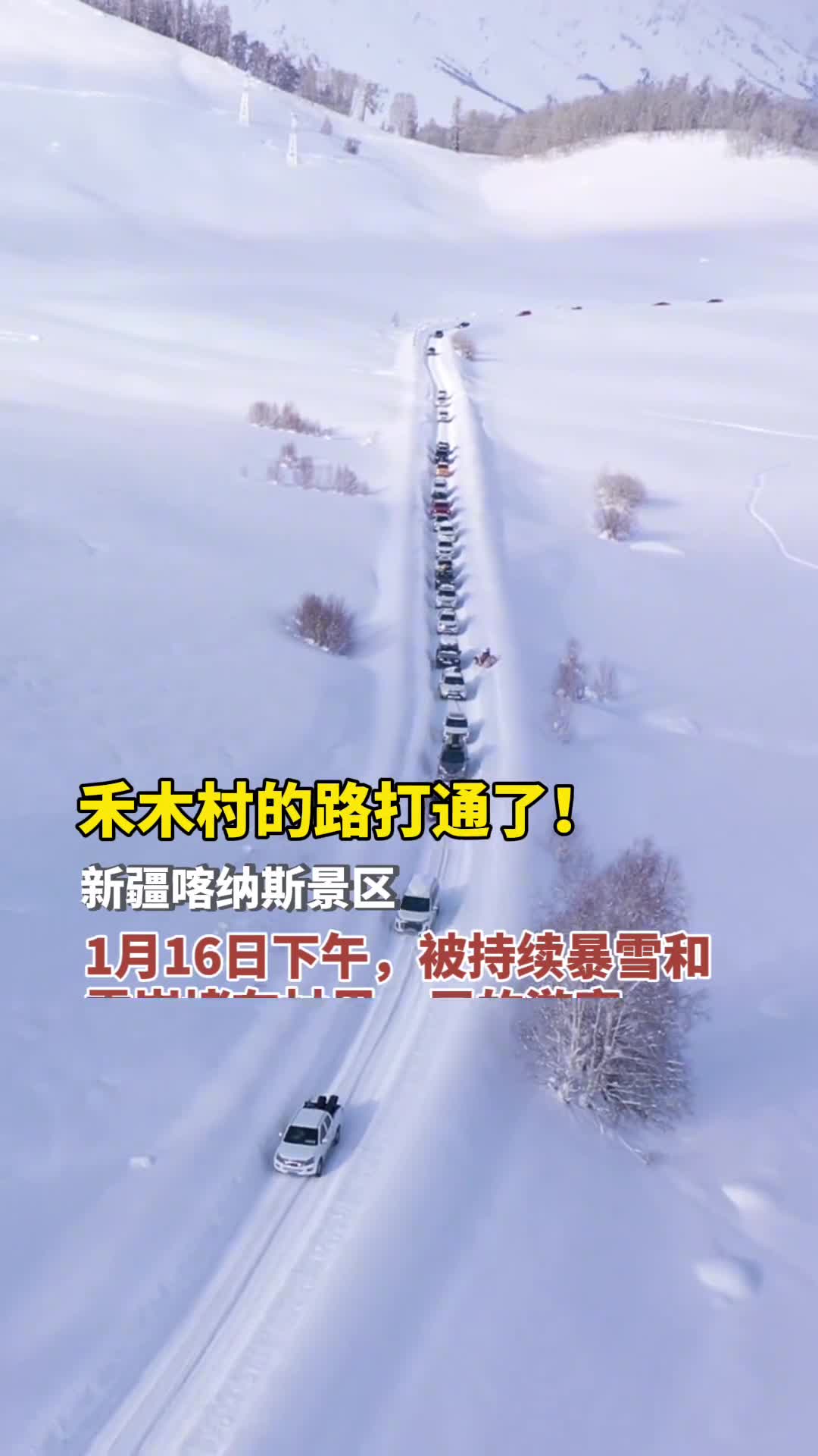 禾木村的路通了第一波人车已经有序向山外通行