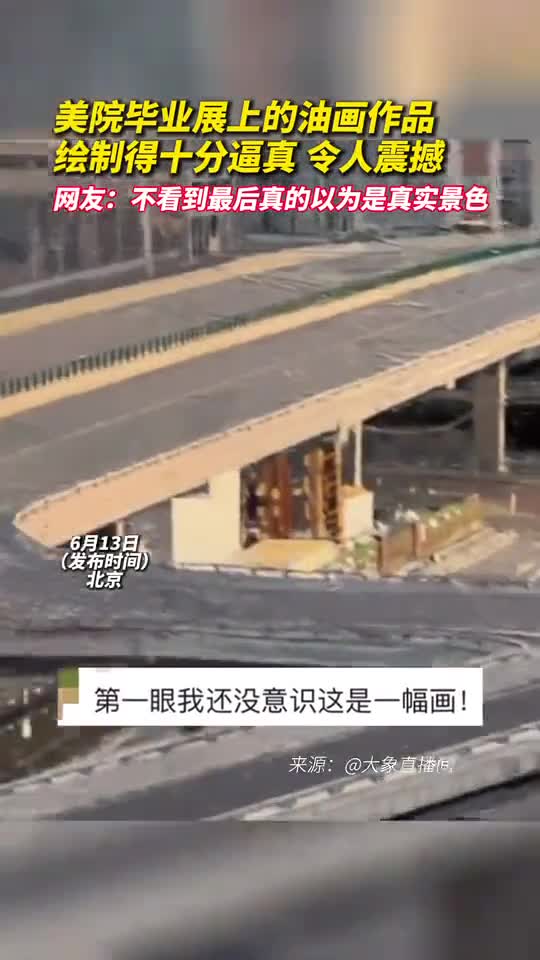 美院毕业展上的油画作品绘制得十分逼真令人震撼网友不看到最后真的以为是真实景色